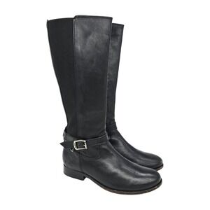 Frye Boots Women's Size 8.5‎ B Melissa Gore Tall Black Leather Riding Zip Buckle